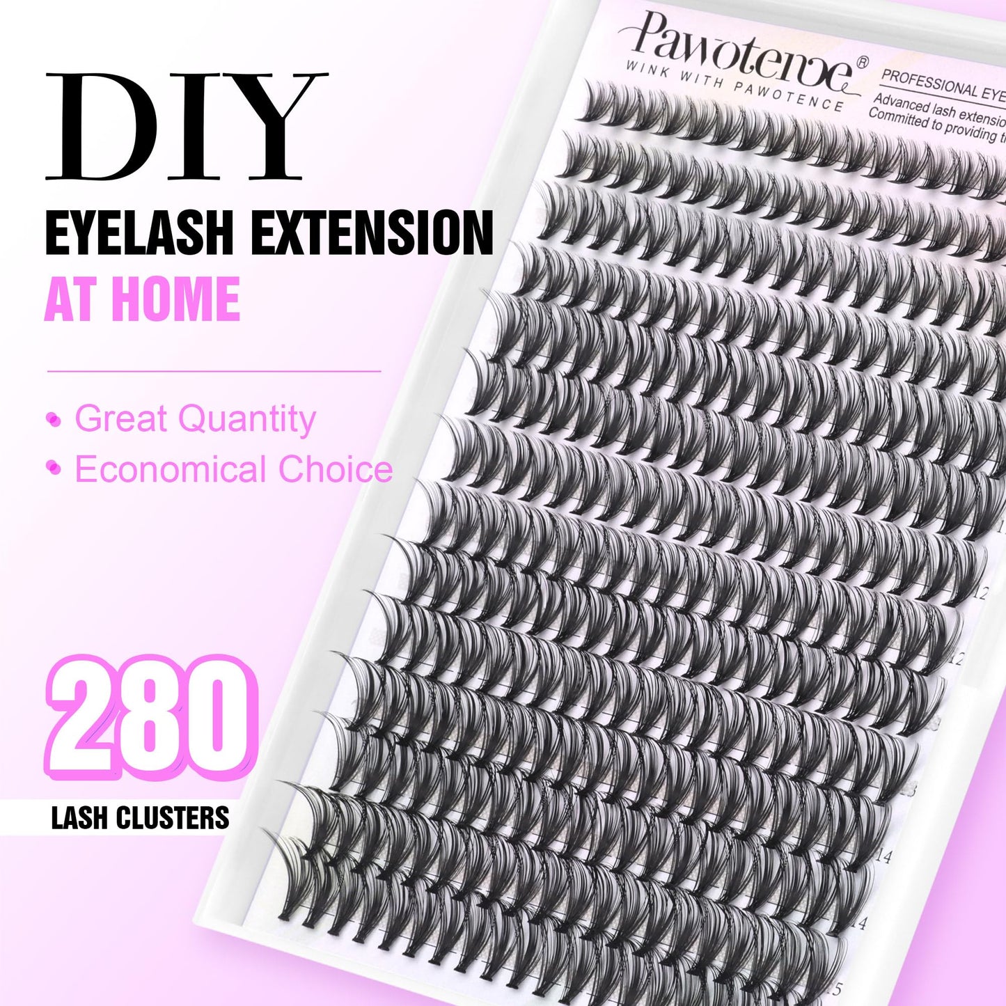 Pawotence Lash Extension 280pcs Individual Lashes Cluster Natural DIY Eyelash Extension Lash Clusters 30D 8-15mm Mix D Curl Eyelash Clusters Extensions Self Application at Home (30D-0.07D-8-15MIX)