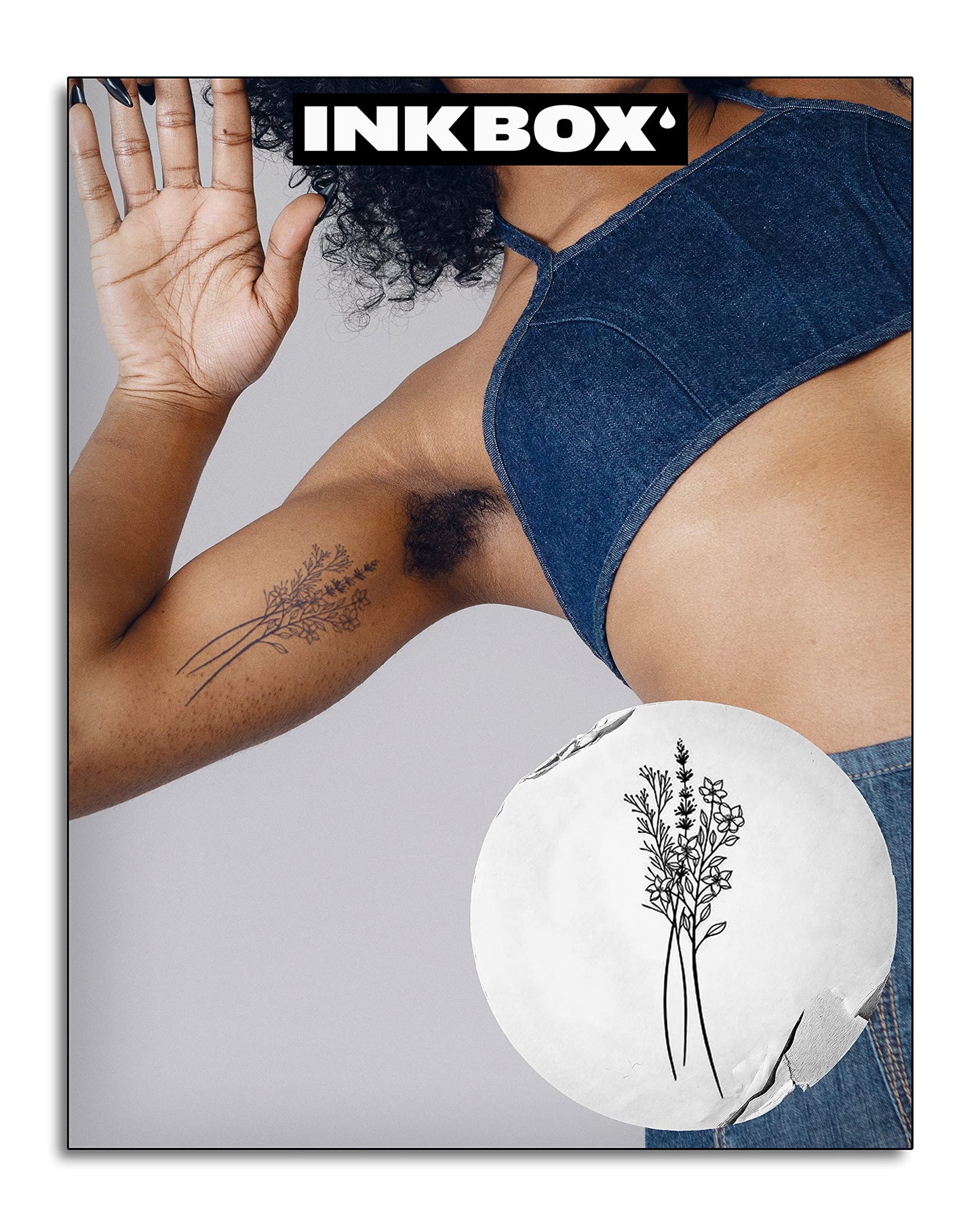 Inkbox Temporary Tattoos, Semi-Permanent Tattoo, One Premium Easy Long Lasting, Water-Resistant Temp Tattoo with For Now Ink - Lasts 1-2 Weeks, Floresco, 5x2in