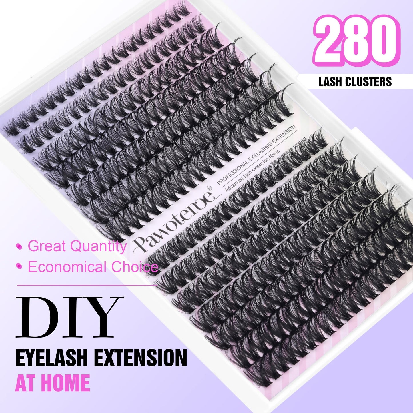 Pawotence Lash Clusters 280pcs Cluster Eyelash Extensions 40D 50D Curl 8-16mm Eyelash Clusters DIY Lash Extension Individual Lashes for Self Application at Home (40D&50D-0.07D-8-16MIX)