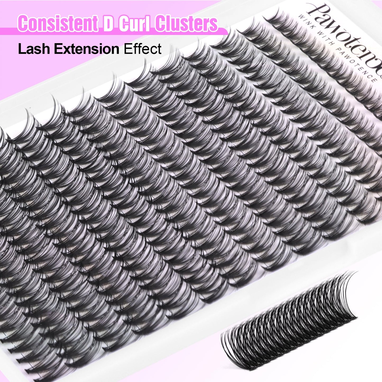 Pawotence Lash Extension 280pcs Individual Lashes Cluster Natural DIY Eyelash Extension Lash Clusters 30D 8-15mm Mix D Curl Eyelash Clusters Extensions Self Application at Home (30D-0.07D-8-15MIX)