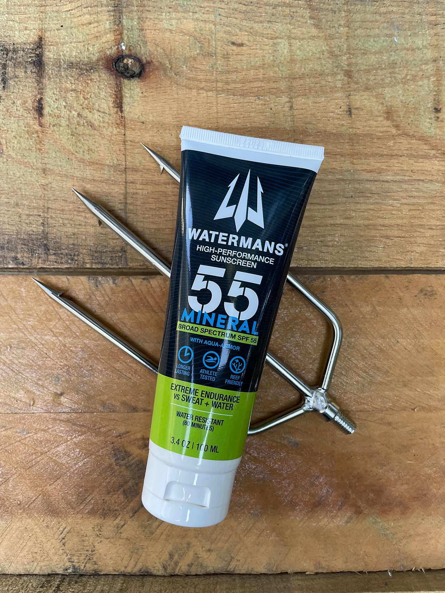 Watermans Mineral SPF 55 Sunscreen with Zinc, Aqua-Armor, Broad Spectrum Sunscreen for Face and Body, Reef Safe Sunscreen, Water Resistant, Mineral Sunscreen