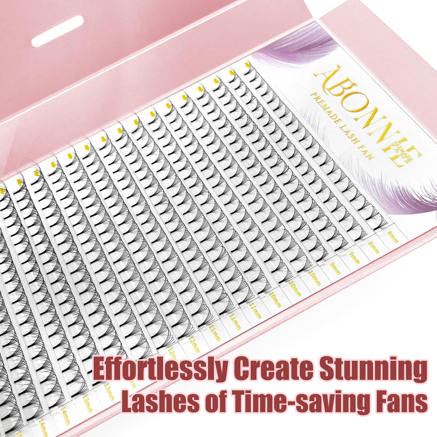 ABONNIE Premade Fans Eyelash Extensions, 400 Fans 6D 8-15 mm Mix Promades Eyelash Fans,0.07 Thickness D Curl Premade Lash Fans, Handmade Premade Fans Volume Lash Extensions (Short Stem 6D 0.07-D 8-15)