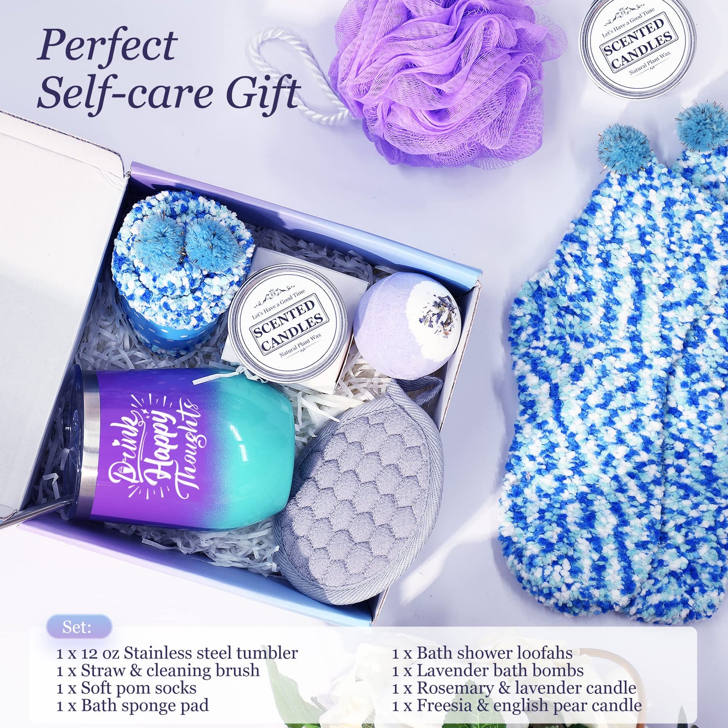 Loncaster Birthday Gifts Women Friendship, Unique Self Care Gifts for Women Who Have Everything, Spa Relaxing Gift Baskets for Women Mom Sister Teen Girls, Get Well Gifts for Women