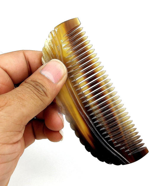 5MOONSUN5's Ox Horn Comb Premium Quality 100% Handmade Anti Static Natural Fine Horn Pocket Comb Without Handle- Professional Detangling Massage Fine tooth Comb A Great Gift - (4.5inch)