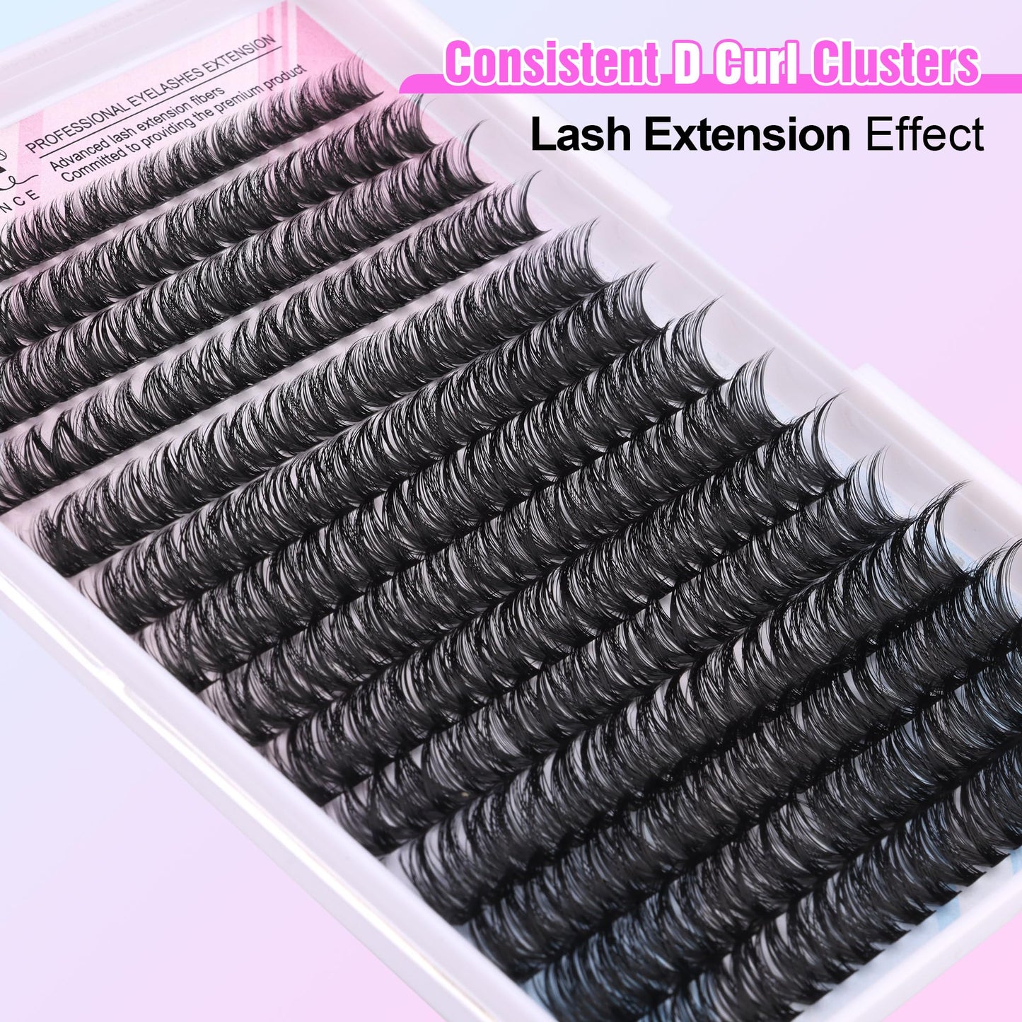 Pawotence Lash Clusters 280pcs Individual Lashes Cluster Eyelash Extensions 50D 9-16mm Mix D Curl Eyelash Clusters DIY Lash Extension for Self Application at Home (50D-0.07D-9-16MIX)