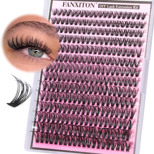 FANXITON Lash Clusters 280Pcs Wispy Lash Clusters D Curl 8-16Mix Natural Eyelash Clusters 40D Individual Eyelash DIY Lash Extensions at Home(0.07D 40D)