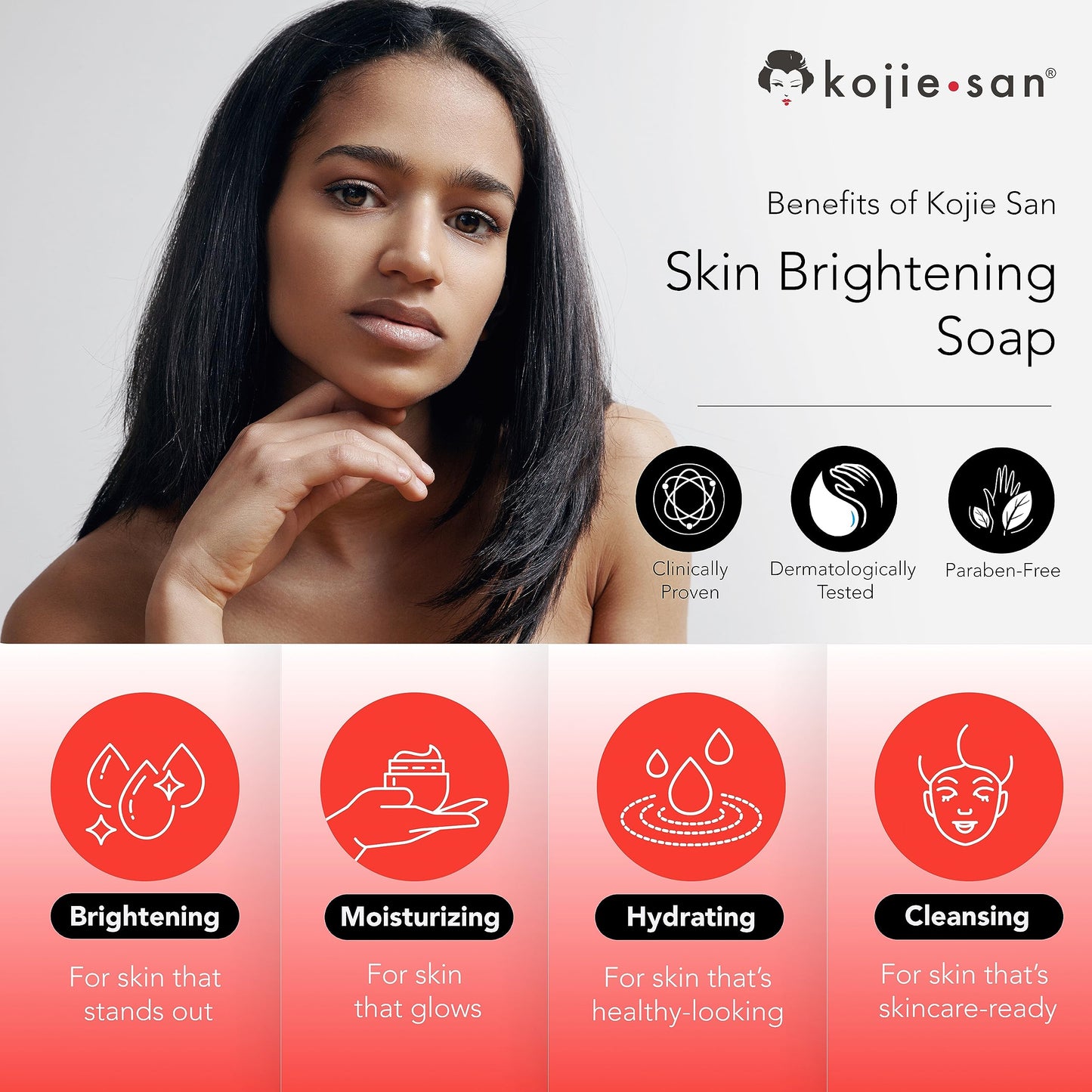 Kojie San Skin Brightening Soap - Original Kojic Acid Soap that Reduces Dark Spots, Hyperpigmentation, & Scars with Coconut & Tea Tree Oil - 65g x 2 Bars