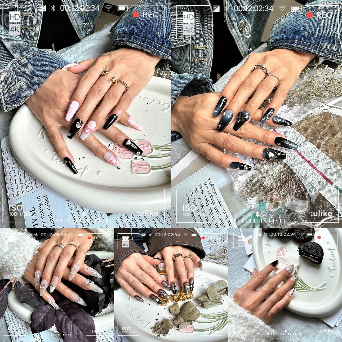 IWAOQ Long Press On Nails,Press On Nails,Nail Art False Nails