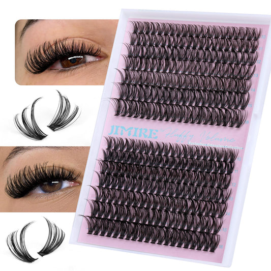 Fluffy Lash Clusters D Curl 40D+50D Volume Individual Eyelashes Thick Mink 280Pcs Lash Extension Clusters Wispy 10-16MM Mix Cluster DIY Eyelash Extension for Beginners Natural Cluster Lashes by JIMIRE