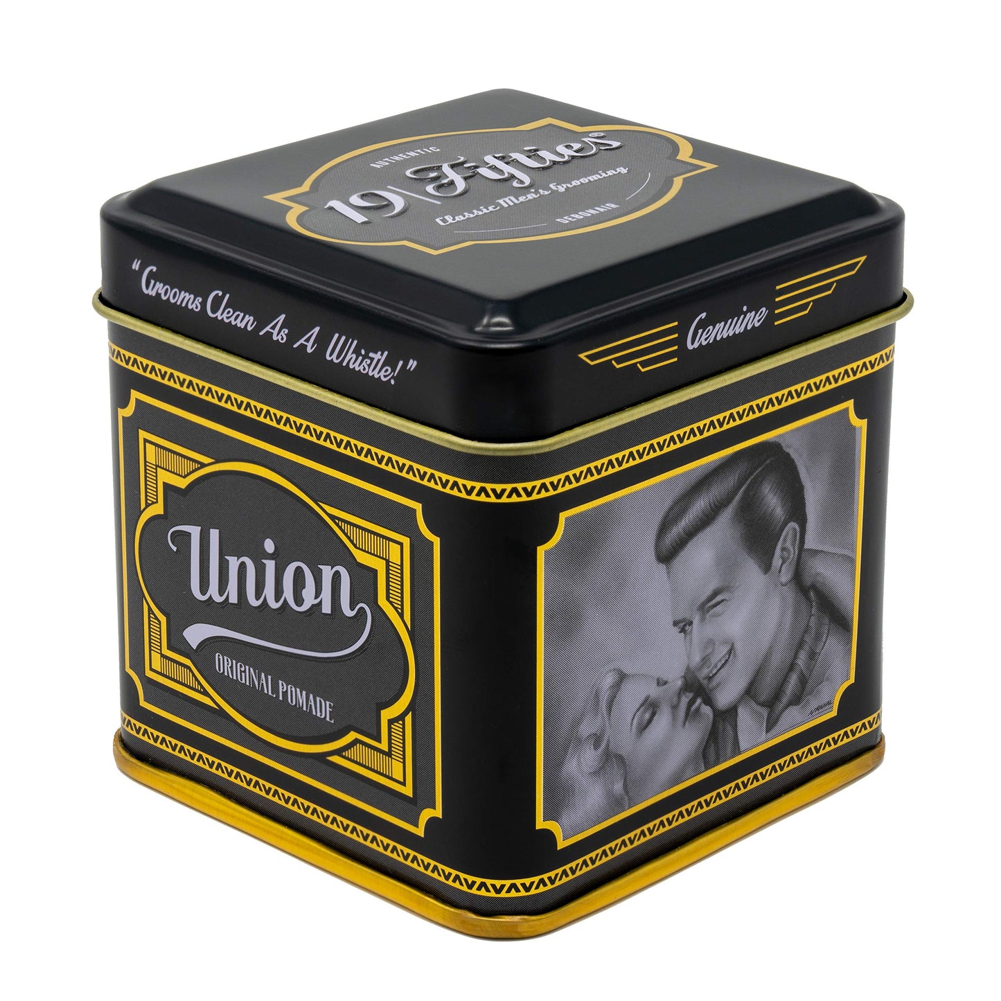 19Fifties Union Original Pomade For Men - 4oz Beautiful Tin | All Day Firm Hold, Easily Washes Out With Water, High Shine & Amazing Scent - Ideal For Pompadours, Side-Part Comb-Overs, & Slick-Back