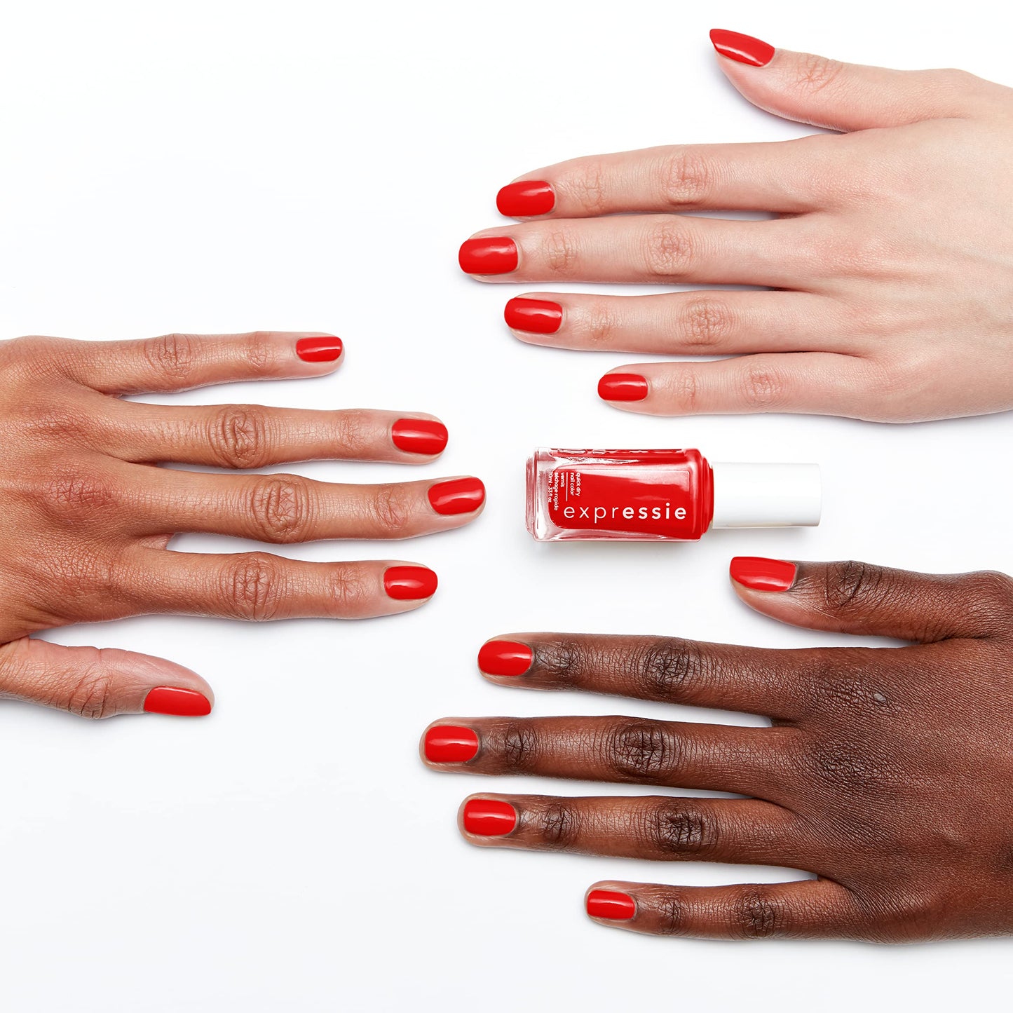 essie Expressie Quick-Dry Nail Polish Set, Gold + Red Standout Sparkle Nails, Send a Message + Misfit Right In, 0.33 fl oz each