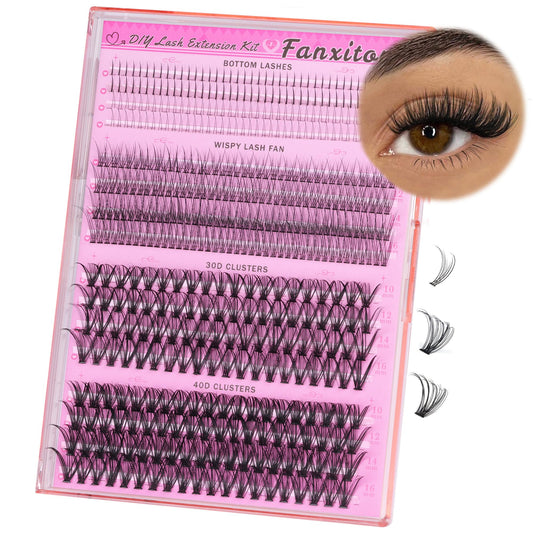 Lash Clusters Wispy 30D+40D D Curl Natural Cluster Lashes 484Pcs Lash Cluster and Bottom Lashes 9-16mm Mix Individual Lashes for Beginners