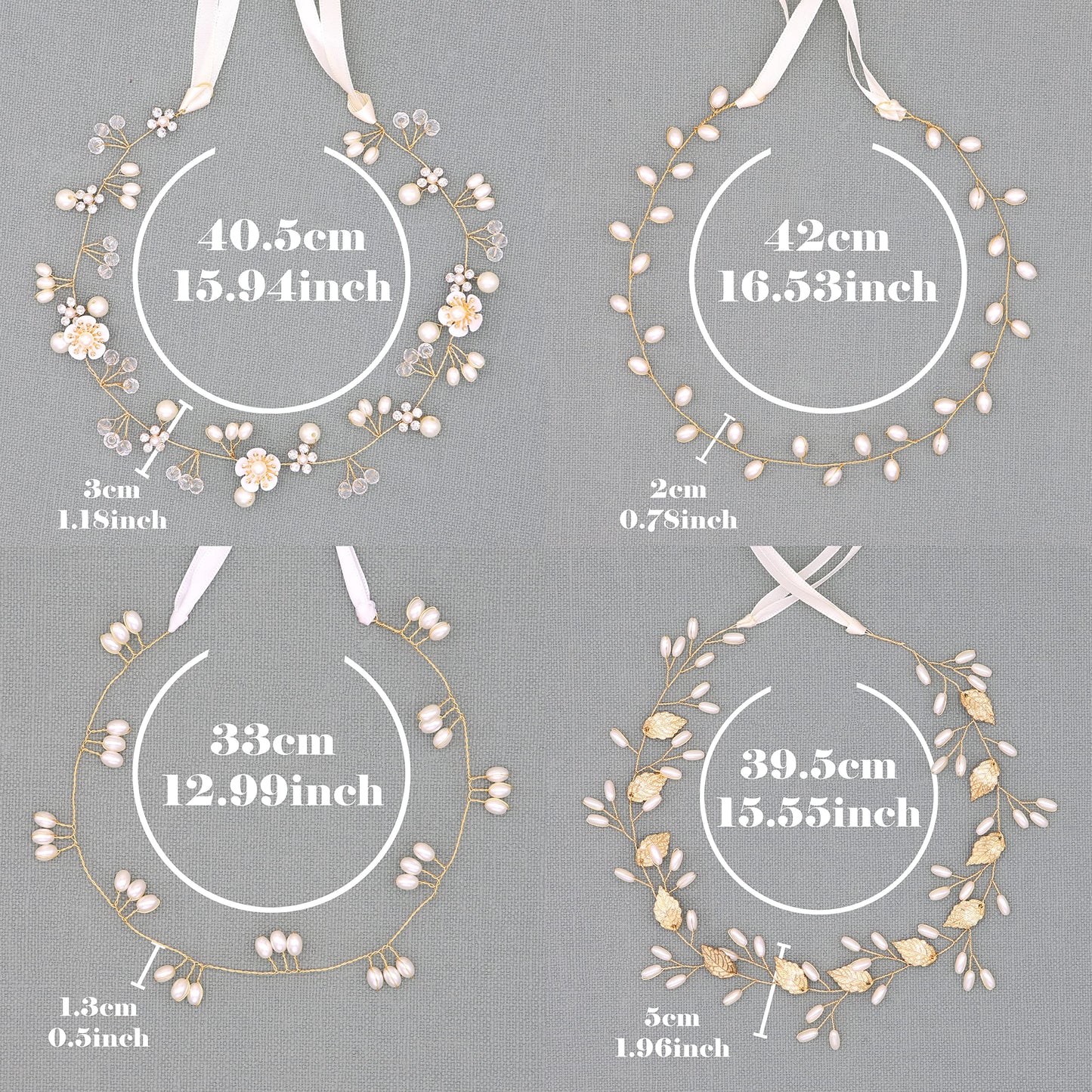 Braveamor Bridal Headpiece Headband Wedding Hair Vine with Pearls Bridal Headpiece Wedding Hair Accessories for Brides Bridesmaids Flower Girls (4 Pack)(Pattern 4-Gold)